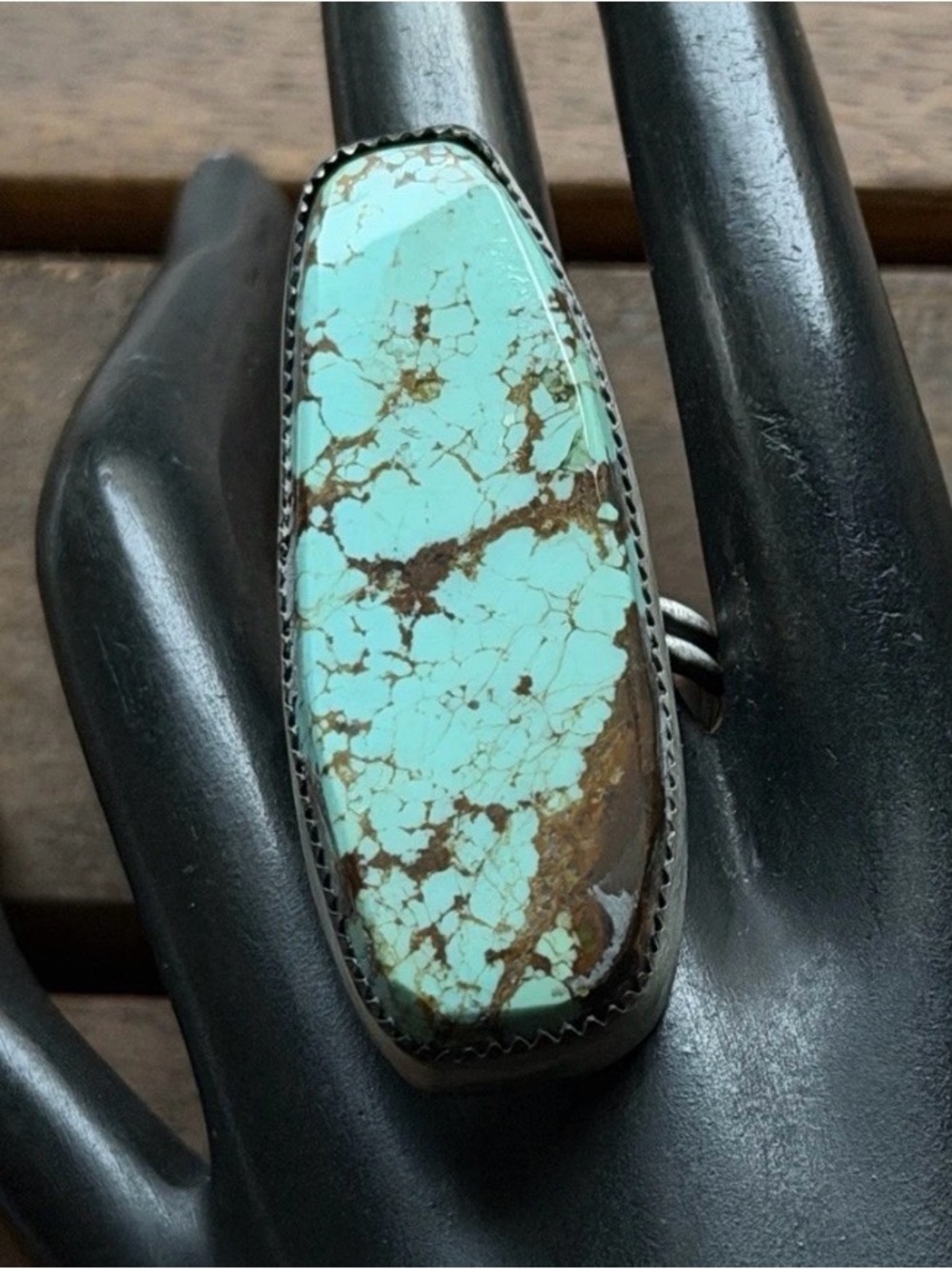 Navajo Native Sterling Silver Number 8 Turquoise Adjustable Ring Leslie Nez Gift